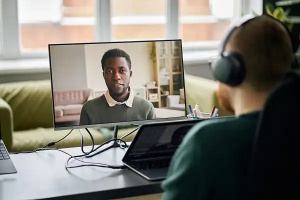 Man attending online mediation Bishop\'s Stortford MIAMS session